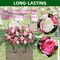 Artificial Cemetery Flower Saddle – Pink & White Silk Rose Headstone Bouquet, Outdoor Grave Memorial Flowers with Vase, Tombstone Decoration